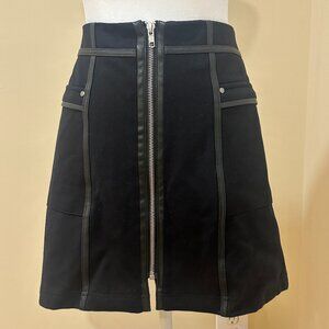 NWT Central Park West Black Mini Skirt Size Large – Stretch Knit, Zip Front